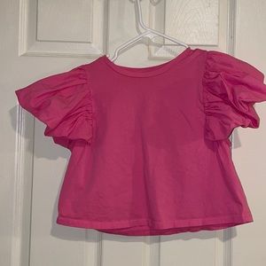 Zara Baby doll Crop top Ruffle Shoulders